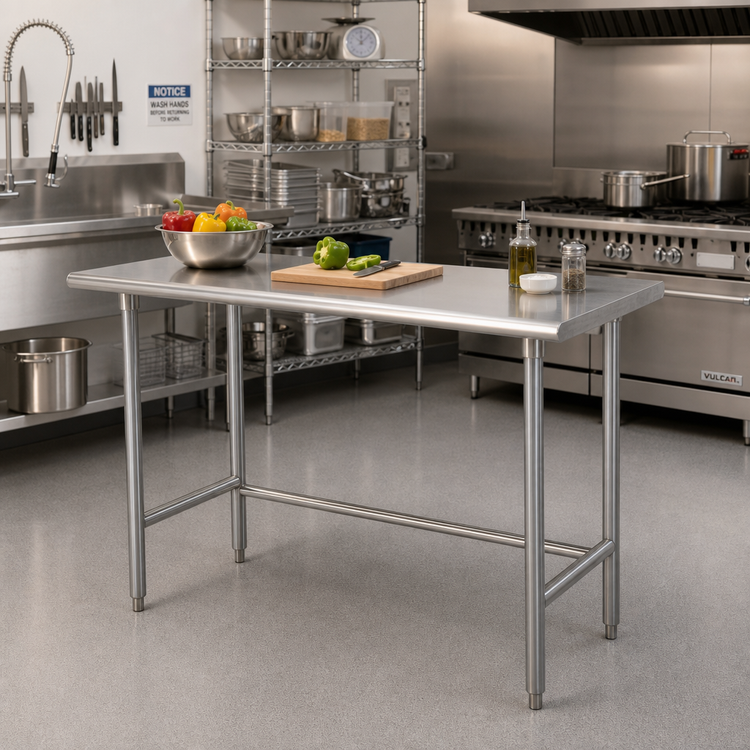 Product image #2 for Advance Tabco Special Value Series 60-Inch x 30-Inch Open Base Work Table with 304 Stainless Steel Top