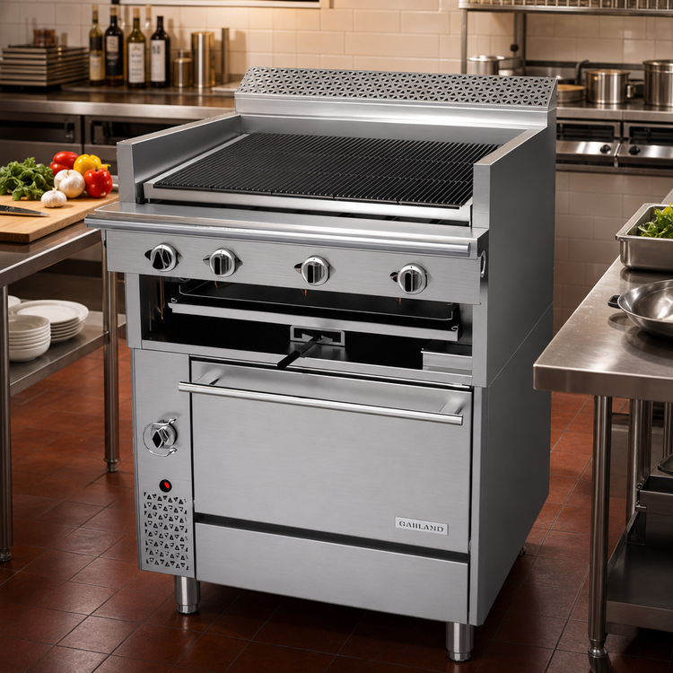 Product image #2 for Garland Cuisine Series Heavy-Duty 36-Inch Natural Gas Briquette Charbroiler Range with Standard Oven and Adjustable Grates