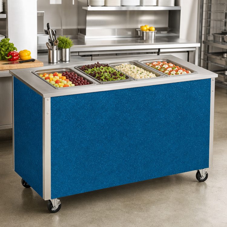 Product image #3 for Vollrath 4-Series Signature Server Stainless Steel Countertop Ice-Cooled Cold Food Station, 74-Inch x 28-Inch, 5-Pan, Enclosed Base