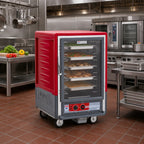 Thumbnail image #2 for Metro C5 Insulation Armour C535-HLFC-4 Half-Height Mobile Heated Holding Cabinet, Clear Door, 8 Full-Size Sheet Pan Capacity