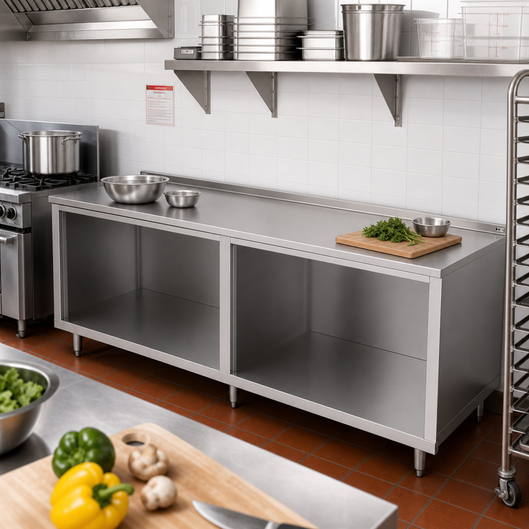 Product image #2 for John Boos 96" x 24" Open Front Modular Base Work Table with 1-1/2" Rear Riser