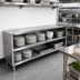 Thumbnail image #2 for John Boos Open Front Stainless Steel Dish Cabinet with Mid-Shelf, 144-Inch Wide