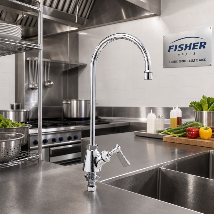 Product image #2 for Fisher Brass Deck-Mount Manual Faucet with 12-Inch Swivel Gooseneck Spout