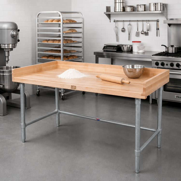 Product image #2 for John Boos DNB09 Baker's Top Wood Work Table with Galvanized Base, 72 x 30 Inches