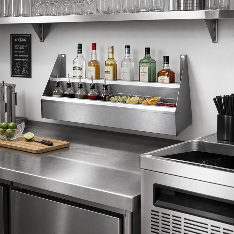 Product image #2 for CHOICE Double Underbar Speed Rail, 52-Inch W x 10-Inch D, Stainless Steel