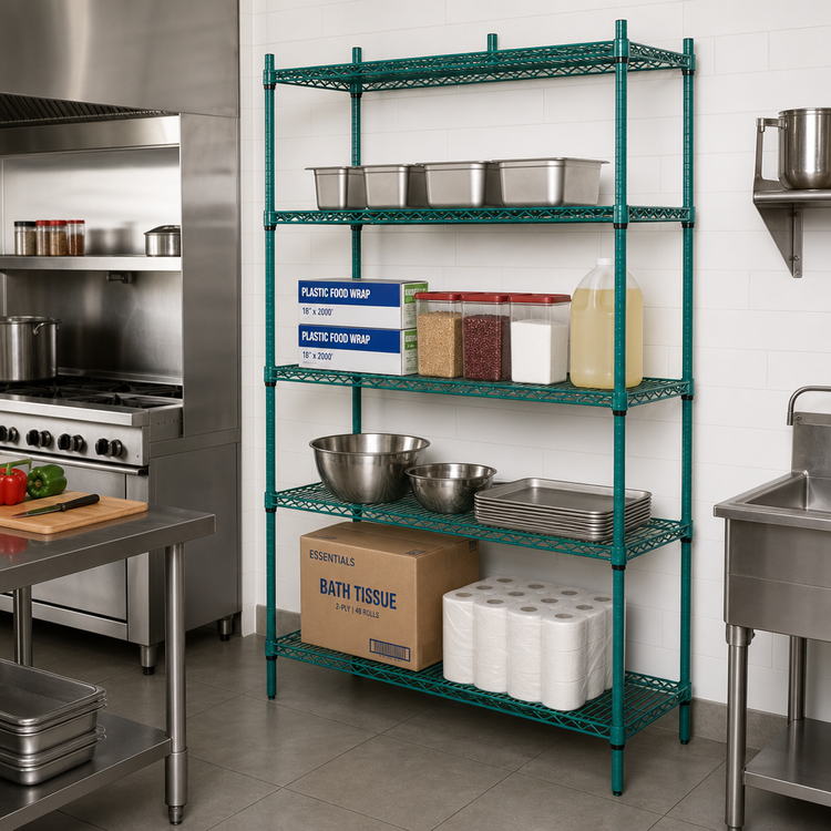 Product image #2 for Advance Tabco Special Value 72"W x 24"D x 74"H Green Epoxy Wire Shelving Unit with 4 Shelves