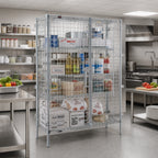 Thumbnail image #2 for Eagle Group QuadTruss SC2430 Stationary Chrome-Plated Wire Security Cage with Padlock-Ready Double Doors, 33-1/4 x 27-1/4 x 67 Inches