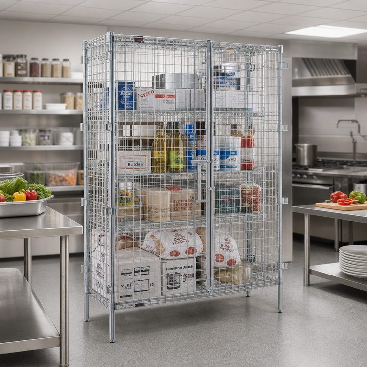 Product image #2 for QuadTruss Stationary Chrome-Plated Wire Security Cage with Double Doors, 33-1/4 x 27-1/4 x 67 Inches
