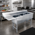 Thumbnail image #2 for Steel Works Stainless 18-Gauge 304 Stainless Steel Three-Compartment Sink with Left-Hand 24-Inch Drainboard