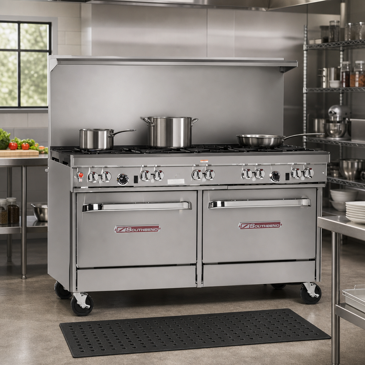 Product image #2 for Southbend Ultimate 60-Inch Gas Restaurant Range with 8 Open Burners, Standard Oven, and Cabinet Base