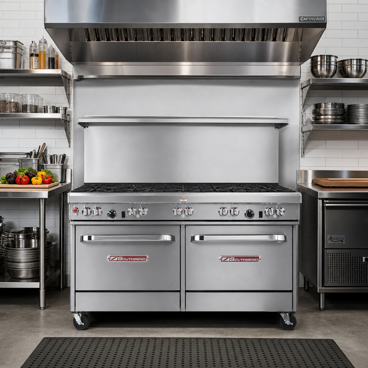 Product image #2 for Southbend Ultimate 60-Inch Gas Restaurant Range with 8 Open Burners, Standard Oven, and Cabinet Base