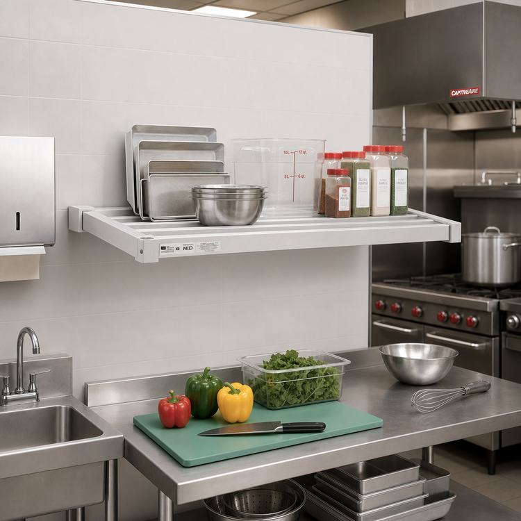 Product image #3 for New Age Adjust-A-Shelf H.D. Series Heavy-Duty Wall-Mounted Aluminum Shelf, 60 x 20 Inches