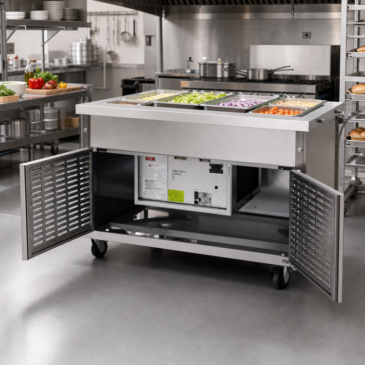 Product image #2 for Director's Choice 96" Mobile Refrigerated Cold Pan Unit with 6-Pan Capacity (NSF-7)