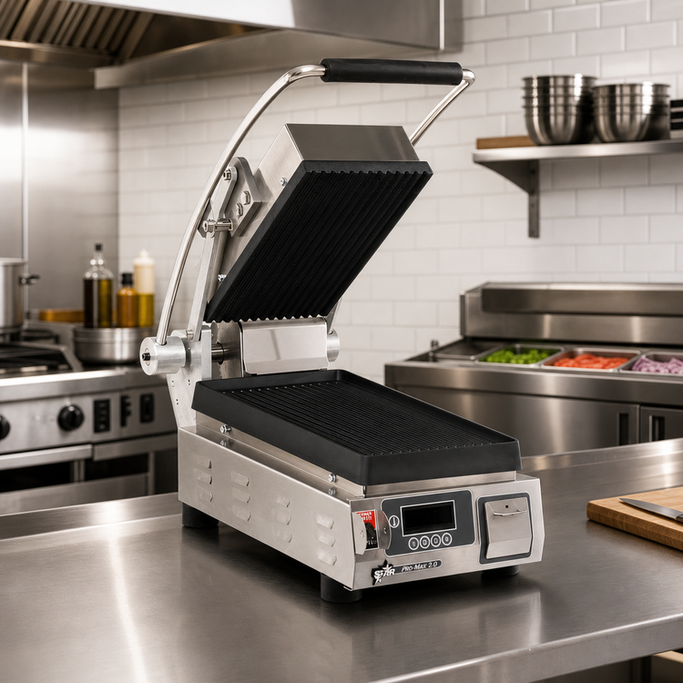 Product image #2 for Star Pro-Max 2.0 7.5-Inch Grooved Cast Iron Countertop Sandwich Grill, 240V