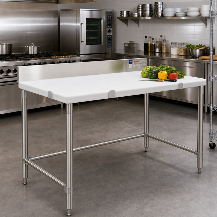 Product image #2 for Eagle Group 108 Inch x 24 Inch Poly Top Cutting Table with Removable Stainless Steel Backsplash