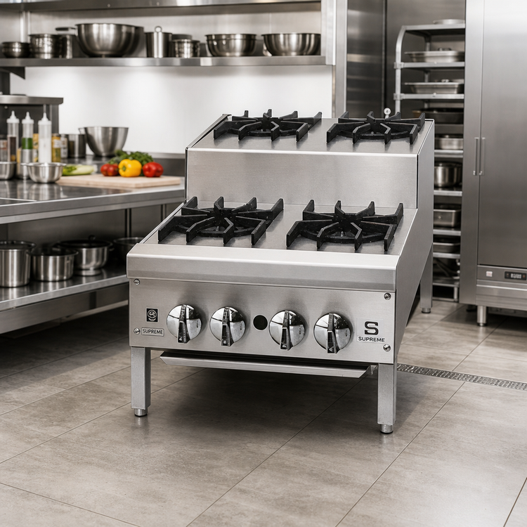 Product image #2 for Supreme 12-Inch Gas Step-Up Hotplate, Floor Model, 2 Burners
