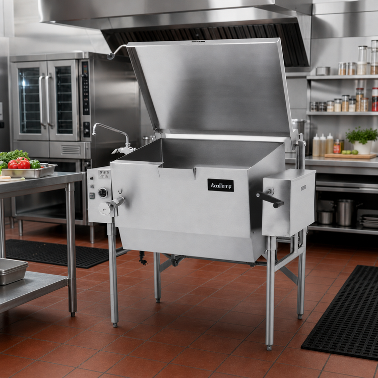 Product image #2 for AccuTemp Edge Series™ 30-Gallon Gas Tilting Skillet, Floor Model with Open Stand