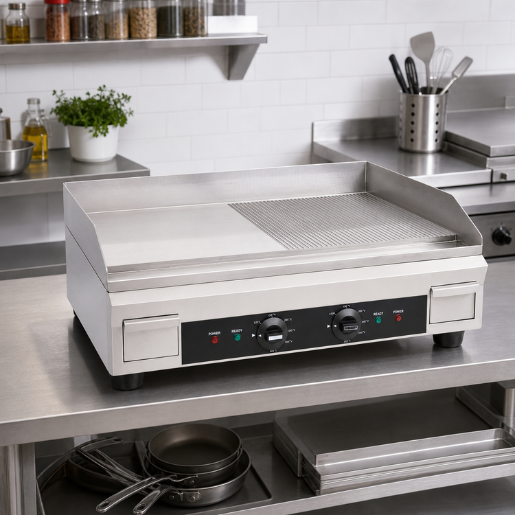 Product image #2 for Omcan USA 24-Inch Countertop Electric Griddle with Half Ribbed/Half Smooth Surface