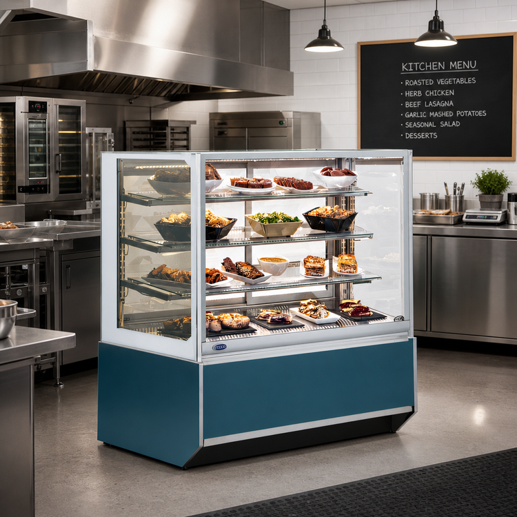 Product image #3 for Italian Glass Series 48-Inch Floor Model Heated Display Case with 2-Tier Adjustable Shelves