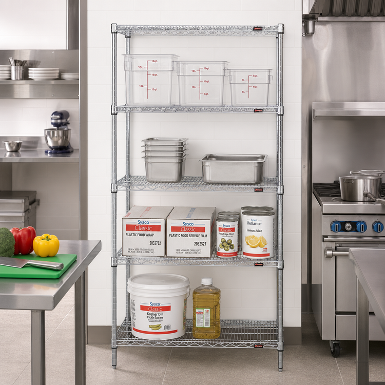 Product image #2 for Eagle Group S4-74-2430C 4-Tier Wire Shelving Starter Unit, 30 x 24 x 74 Inches, Chrome-Plated