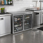 Thumbnail image #2 for Krowne BR48 48-Inch Two-Section Remote Back Bar Storage Cabinet with Black Exterior, Solid Locking Doors, Stainless Steel Interior