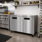 Thumbnail image #3 for Koolmore KM-UCR-2DSS 48-Inch Two-Section Undercounter Reach-In Refrigerator, 11 Cu. Ft., Solid Stainless Steel Doors