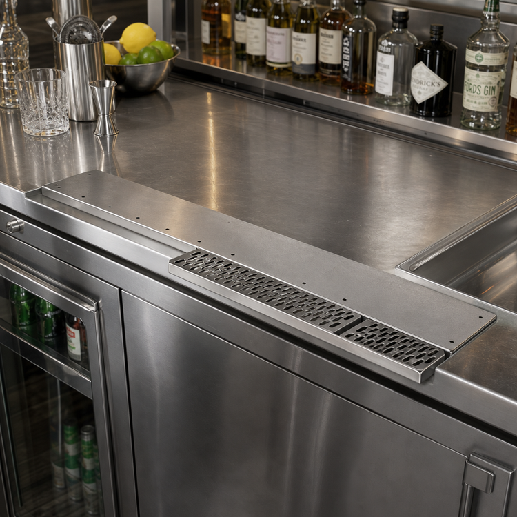 Product image #2 for Glastender DR-12R 12-Inch Stainless Steel Underbar Mount Drink Rail, Right Drain