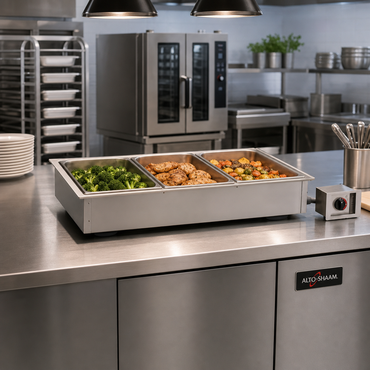 Product image #2 for Alto-Shaam Halo Heat Insulated Drop-In Electric Waterless Hot Food Well, 3 Full-Size Pan Capacity