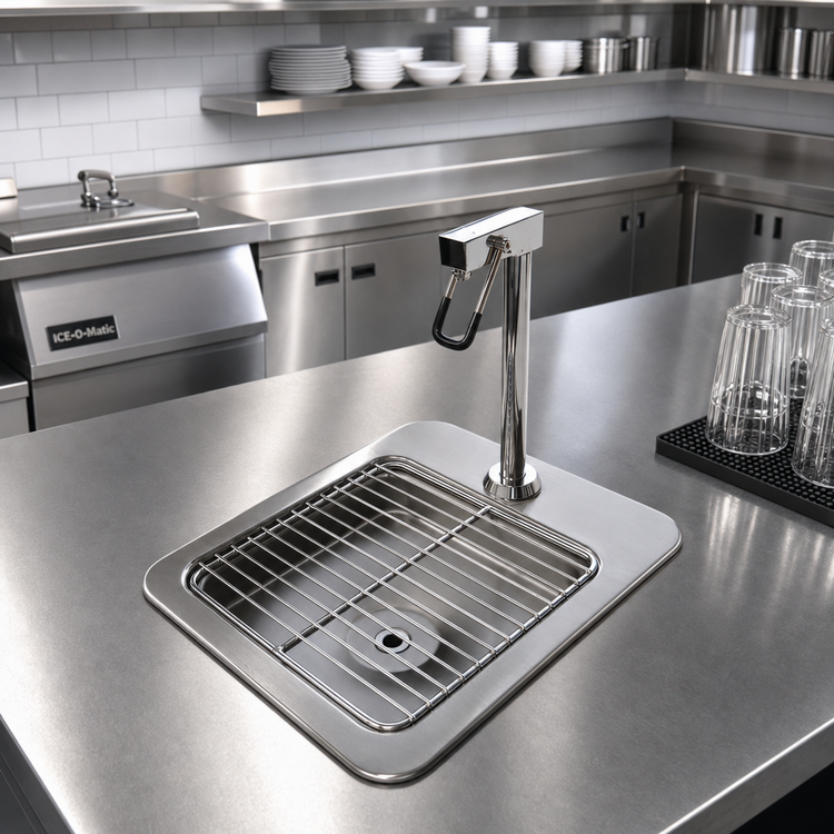 Product image #2 for Drop-In 20-Gauge 304 Stainless Steel Glass Filler Station with K-54 Faucet, 9 x 9 x 3 Inch Bowl