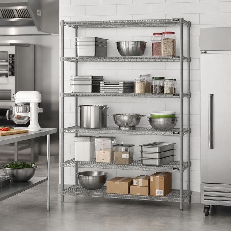 Product image #2 for EagleGard 5-Tier Add-On Wire Shelving Unit, 48 x 18 x 86 Inches, Hybrid Epoxy