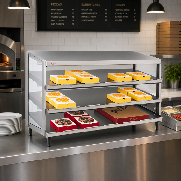 Product image #2 for Hatco Glo-Ray Countertop Pass-Thru Pizza Warmer with Triple Slant Shelves, 24-Inch x 18-Inch Deep