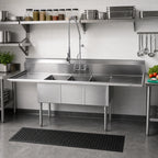 Thumbnail image #2 for John Boos E3S8-1620-12T18 84-Inch 3-Compartment Stainless Steel Sink with Left & Right Drainboards, 12-Inch-Deep Bowls, Floor Model