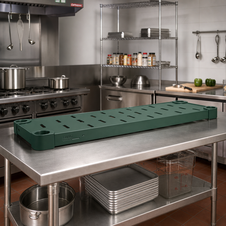 Product image #2 for Eagle Group Quik-Set 60 Inch x 24 Inch Louvered Solid Shelf, 14 Gauge Galvanized Steel, Green Epoxy Finish