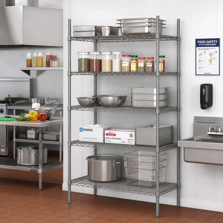 Product image #2 for Eagle Group Valu-Master 5-Tier Wire Add-On Shelving Unit, 30 x 24 x 86 Inches, Pewter Gray Epoxy Finish