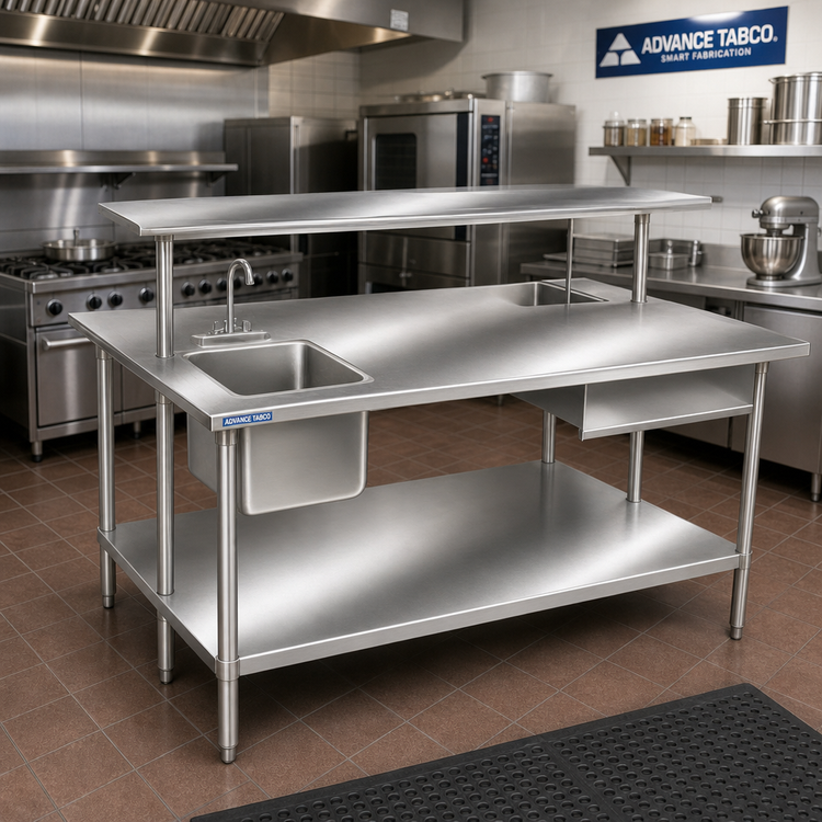 Product image #2 for Advance Tabco 48" x 48" Flat Top Stainless Steel Work Table with Adjustable Undershelf