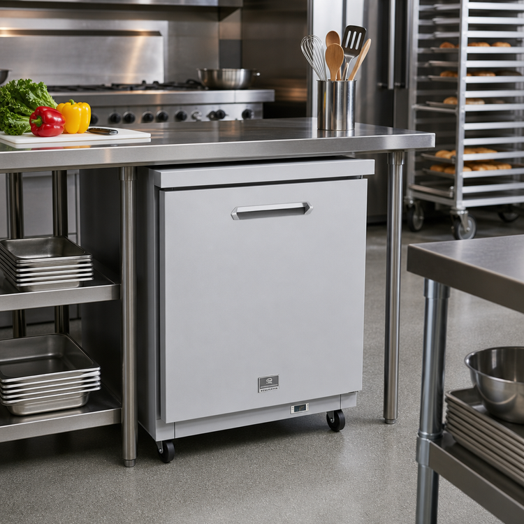 Product image #3 for Kelvinator Commercial 27-Inch 1-Door Undercounter Freezer, 6.5 Cu. Ft., Self-Contained Rear-Bottom Mounted