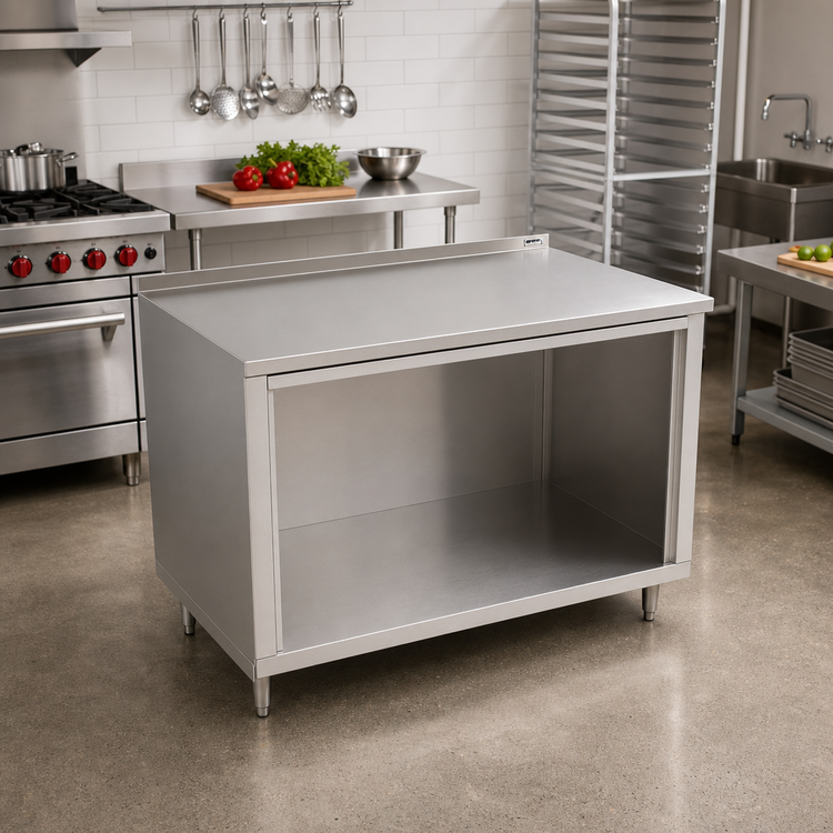 Product image #2 for John Boos 72-Inch x 30-Inch Stainless Steel Open Front Modular Base Work Table with 1-1/2-Inch Rear Riser