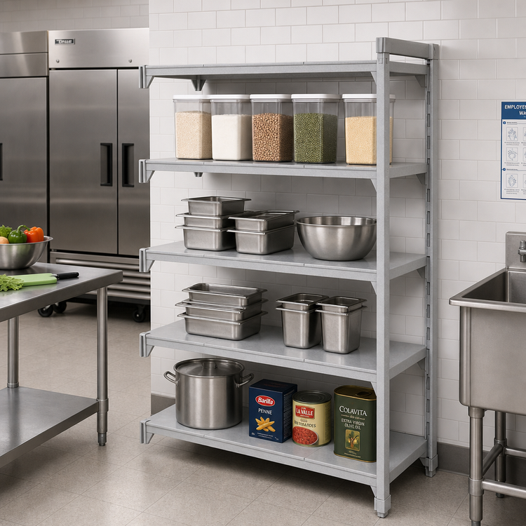 Product image #3 for Camshelving® Premium Add-On Unit — 4-Shelf Solid Polypropylene Shelves, 24 Inches D x 60 Inches L x 72 Inches H (Speckled Gray)