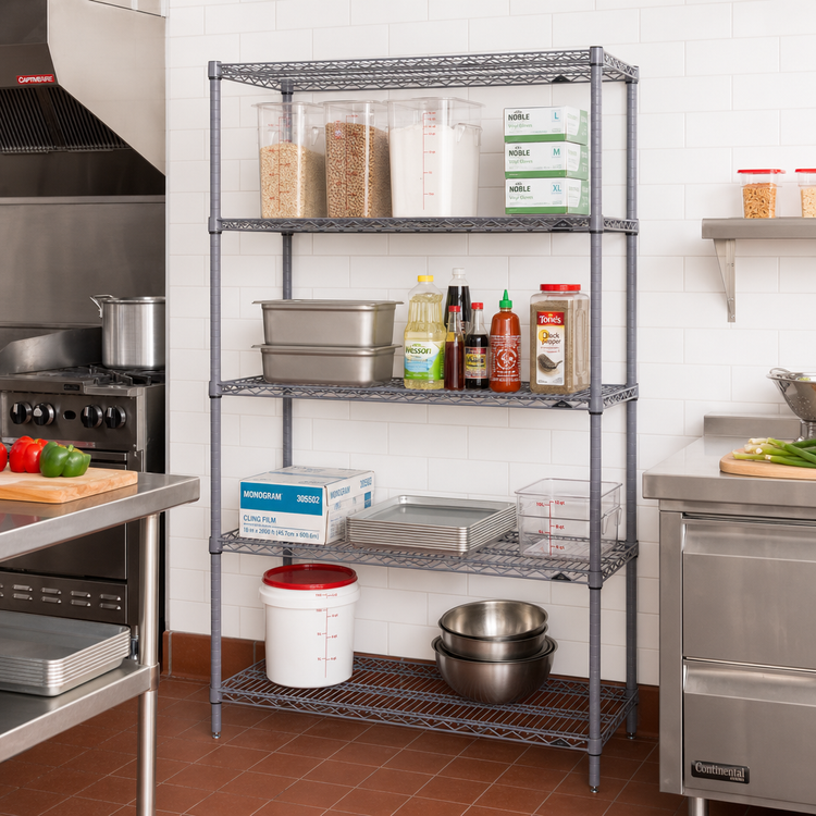 Product image #2 for Metro Super Erecta 54-Inch x 18-Inch x 74-Inch Stationary Wire Shelving Starter Unit with 4 Shelves, Metroseal Gray