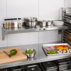Thumbnail image #2 for John Boos Stallion BHS12108 108" W x 12" D Wall-Mounted Shelf, 18-Gauge 300 Series Stainless Steel, Satin Finish, Safety Edge