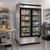 Thumbnail image #2 for Atosa MCF8703ES Two-Section Glass Door Reach-In Freezer Merchandiser, 44.8 Cu. Ft., Bottom-Mount Self-Contained, Stainless Steel