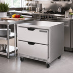 Thumbnail image #2 for Beverage Air WTRD32AHC-2-FLT 32-Inch One-Section Two-Drawer Worktop Refrigerator, 7.2 Cu. Ft., Flat Top, Rear-Mounted Self-Contained R290
