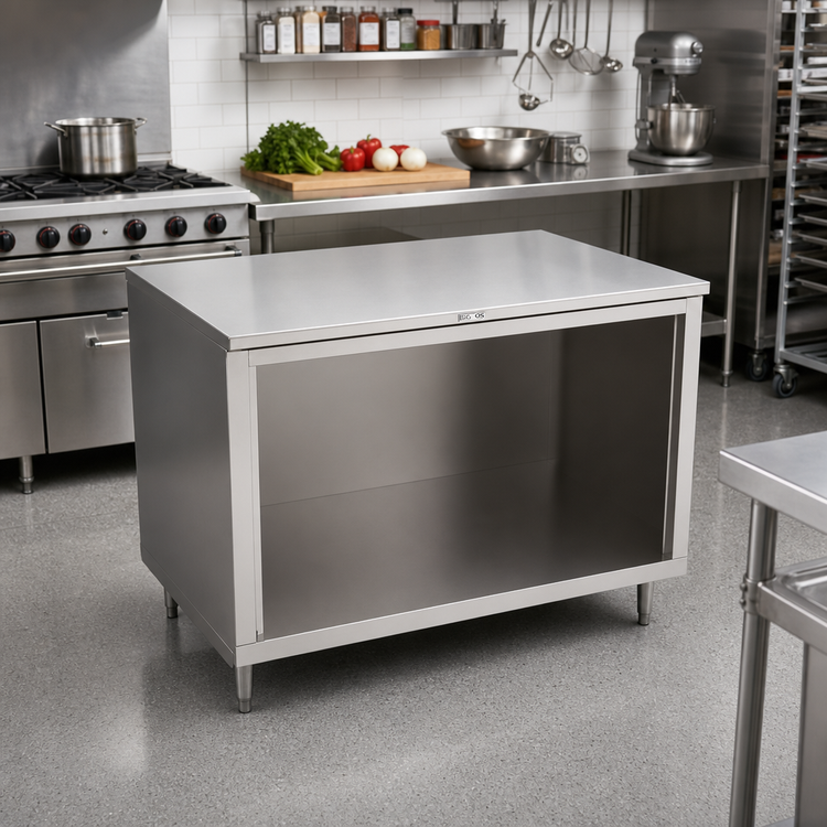 Product image #2 for John Boos 60 Inch x 36 Inch Open Front Cabinet Base Work Table with 16 Gauge Stainless Steel Top