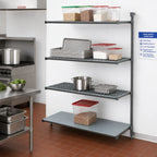 Thumbnail image #2 for Cambro Camshelving® Basics Plus CBA213084VS4580 4-Tier Add-On Polymer Shelving Unit, 21 x 30 x 84 Inches, Vented & Solid, Brushed Graphite