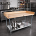 Thumbnail image #2 for John Boos Baker's Top Wood Work Table with 4-Inch Coved Riser and Adjustable Stainless Steel Undershelf, 48 x 24 Inches