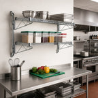 Thumbnail image #2 for Quantum WC34-CB1442P Wall-Mount Cantilever Wire Shelving Unit, 2 Shelves, 42 x 14 in, Green Epoxy Antimicrobial Finish