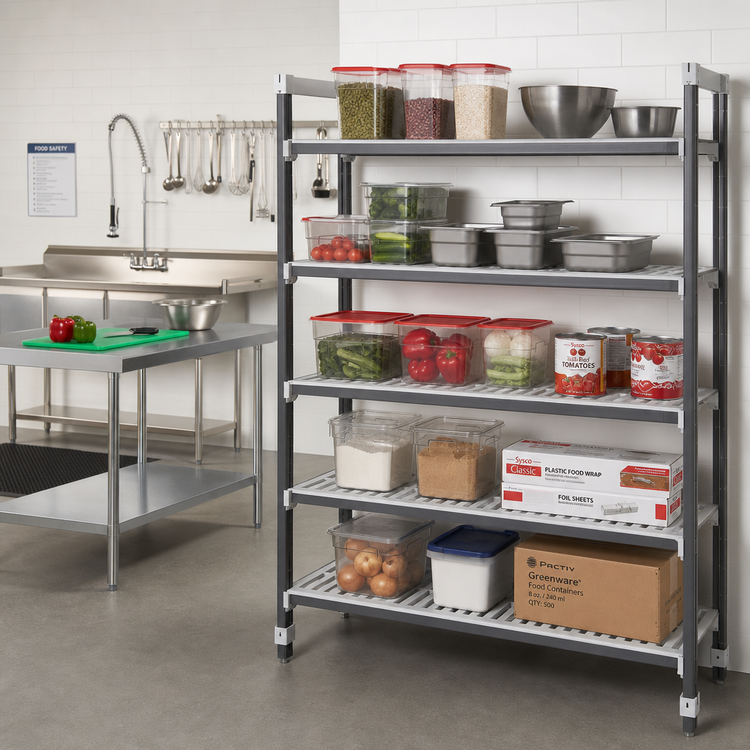 Product image #2 for Cambro Camshelving Elements XTRA 5-Tier Vented Stationary Add-On Polymer Shelving Unit, 24 x 60 x 64 Inches