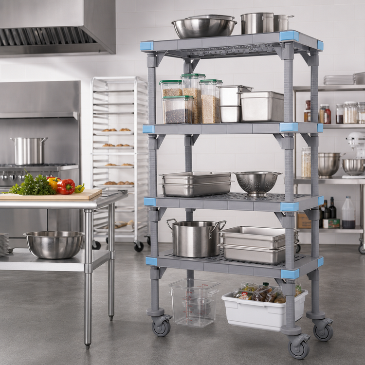 Product image #2 for Millenia Mobile Polymer 5-Shelf Starter Shelving Unit, 42"W x 21"D x 74"H