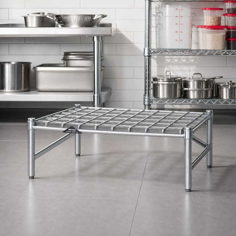 Product image #2 for Metro Super Erecta Chrome Dunnage Rack with Lift-Off Mat, 30 x 18 x 14-1/2 Inches, 1600 lb Capacity