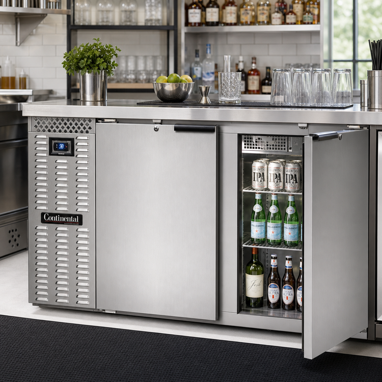 Product image #2 for Continental Refrigerator BB59SNSSPT 59" Shallow Depth Pass-Thru Refrigerated Back Bar Cooler